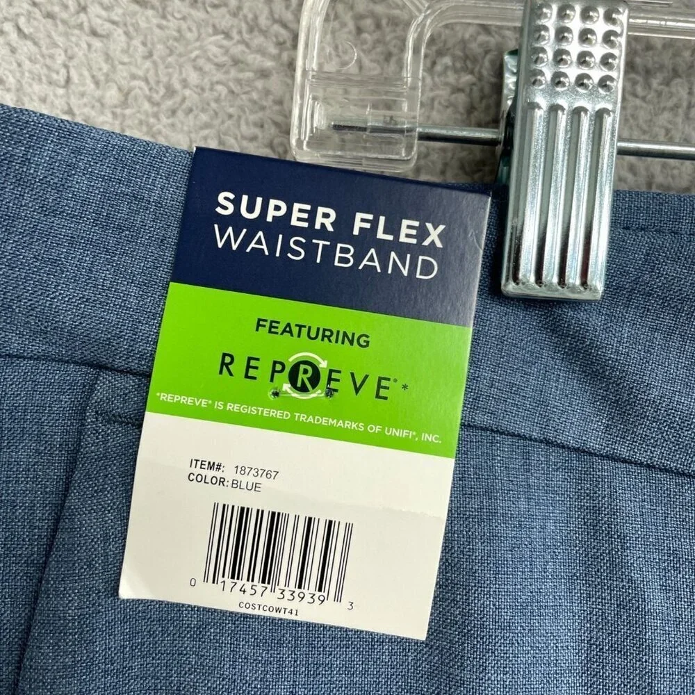 NEW Kenneth Cole Reaction Men's 40x30 Super Flex Waistband Dress Pants Blue